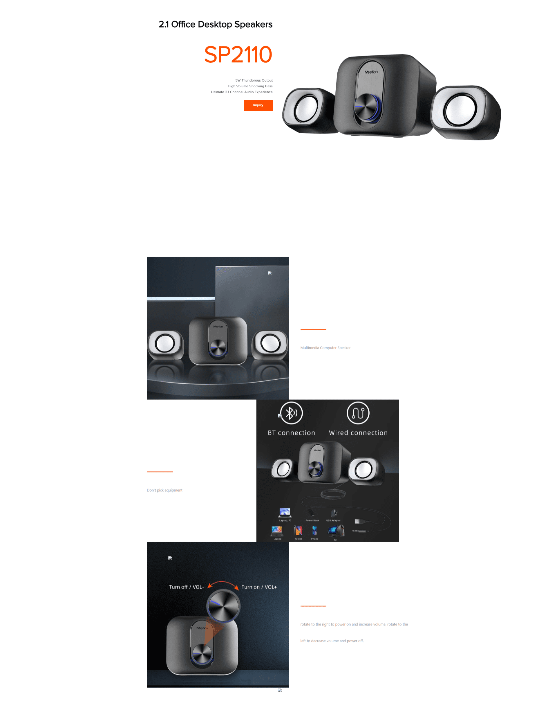 Meetion SP2110 2.1 Bluetooth Speaker