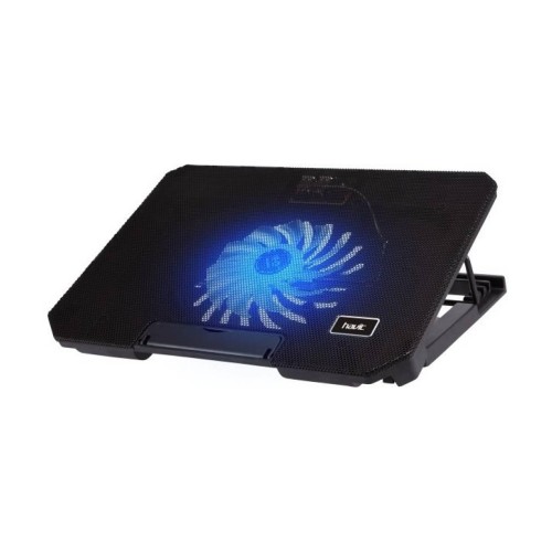 Havit HV-F2030 compact laptop cooling pad with a blue LED fan
