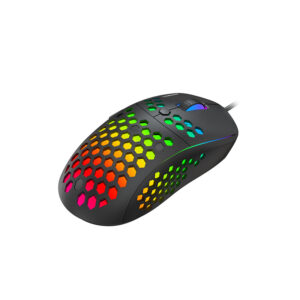 Havit MS878 black wired gaming mouse with RGB honeycomb shell