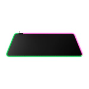 HyperX Pulsefire Mat RGB XL gaming mouse pad with RGB edge lighting, angled view