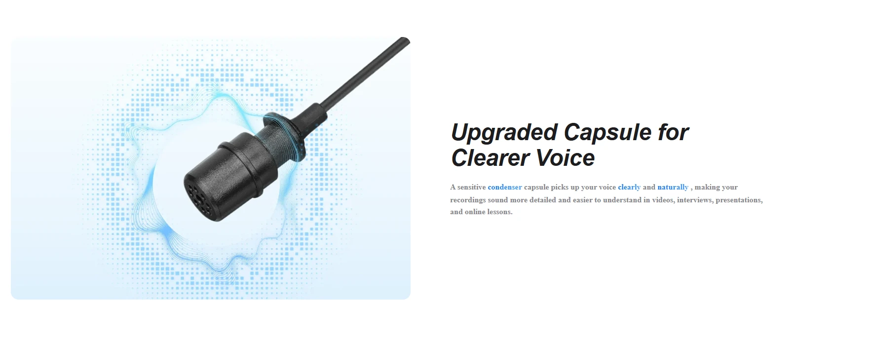 BOYA BY-M1 condenser capsule for clearer, natural voice capture