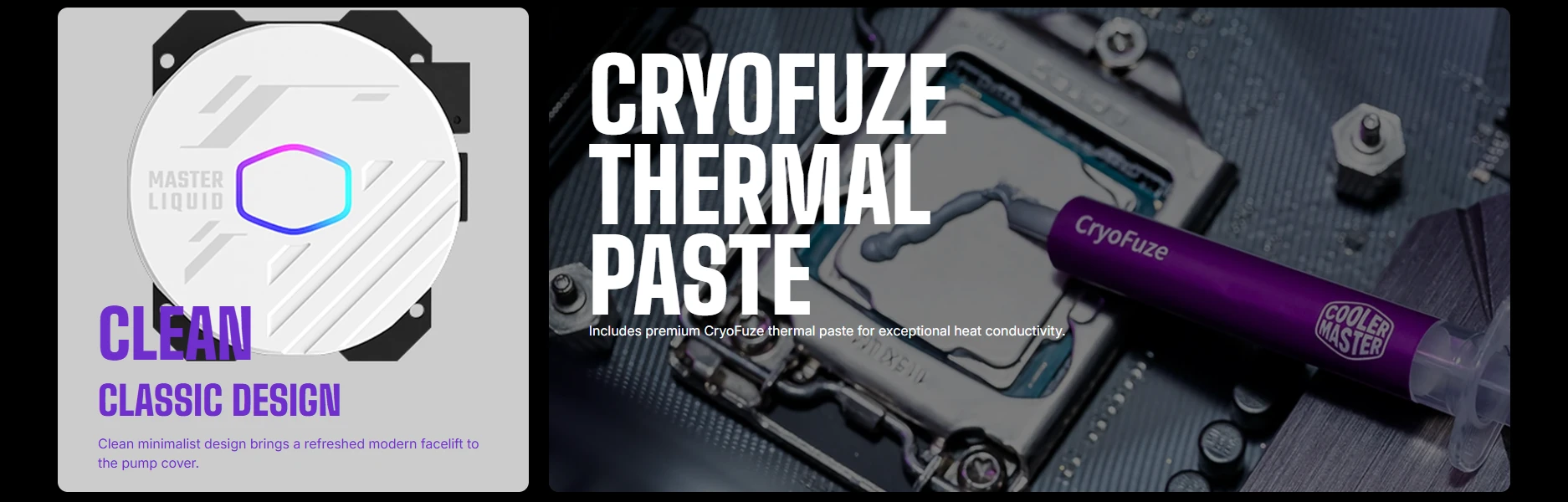 Cooler Master MasterLiquid 240L Core pump cover clean design with CryoFuze thermal paste