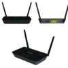 NETGEAR D1500 N300 ADSL2+ modem router showing front, rear, and angled views