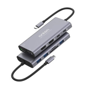 ONTEN OTN-UC601 12-in-1 USB-C docking station with dual HDMI, VGA, USB 3.0 and Gigabit Ethernet