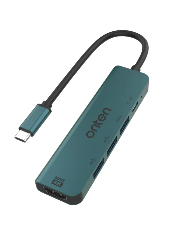 ONTEN OTN-UC907 5-in-1 USB-C docking station with HDMI, USB-A and USB-C Power Delivery ports