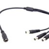 1-to-4 DC power splitter cable with one input and four output plugs for compatible CCTV power distribution
