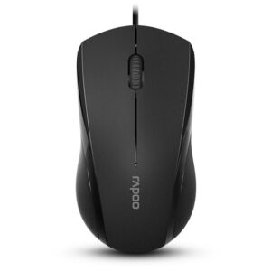 Rapoo N1600 black wired USB optical mouse with scroll wheel
