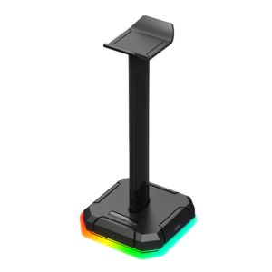 Redragon HA300 Scepter Pro headset stand with RGB-lit base and USB hub