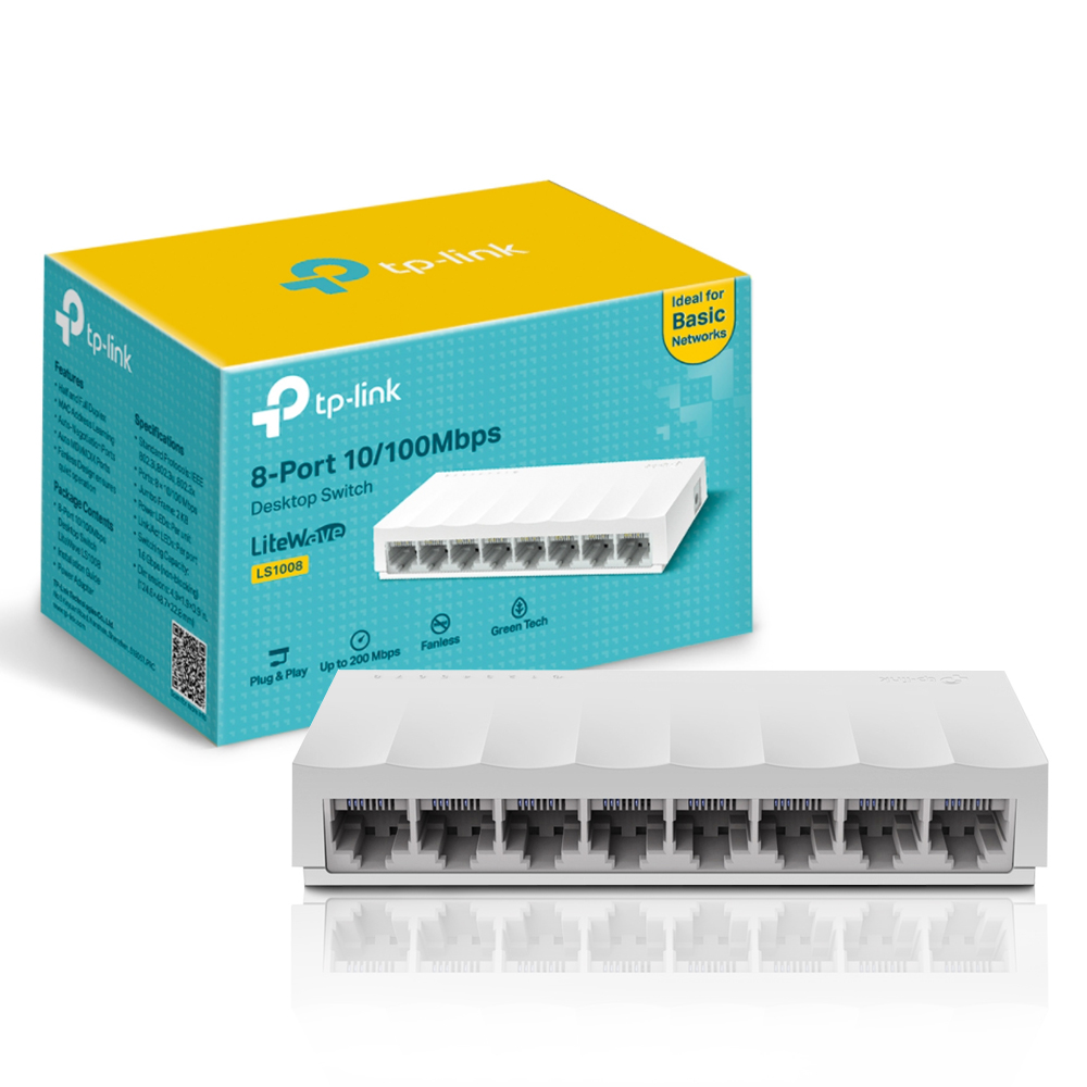 TP-Link LS1008 8-port 10/100 Mbps desktop Ethernet switch with retail box