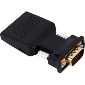 VGA male to HDMI female converter with 3.5 mm audio input and USB power for up to 1080p display conversion