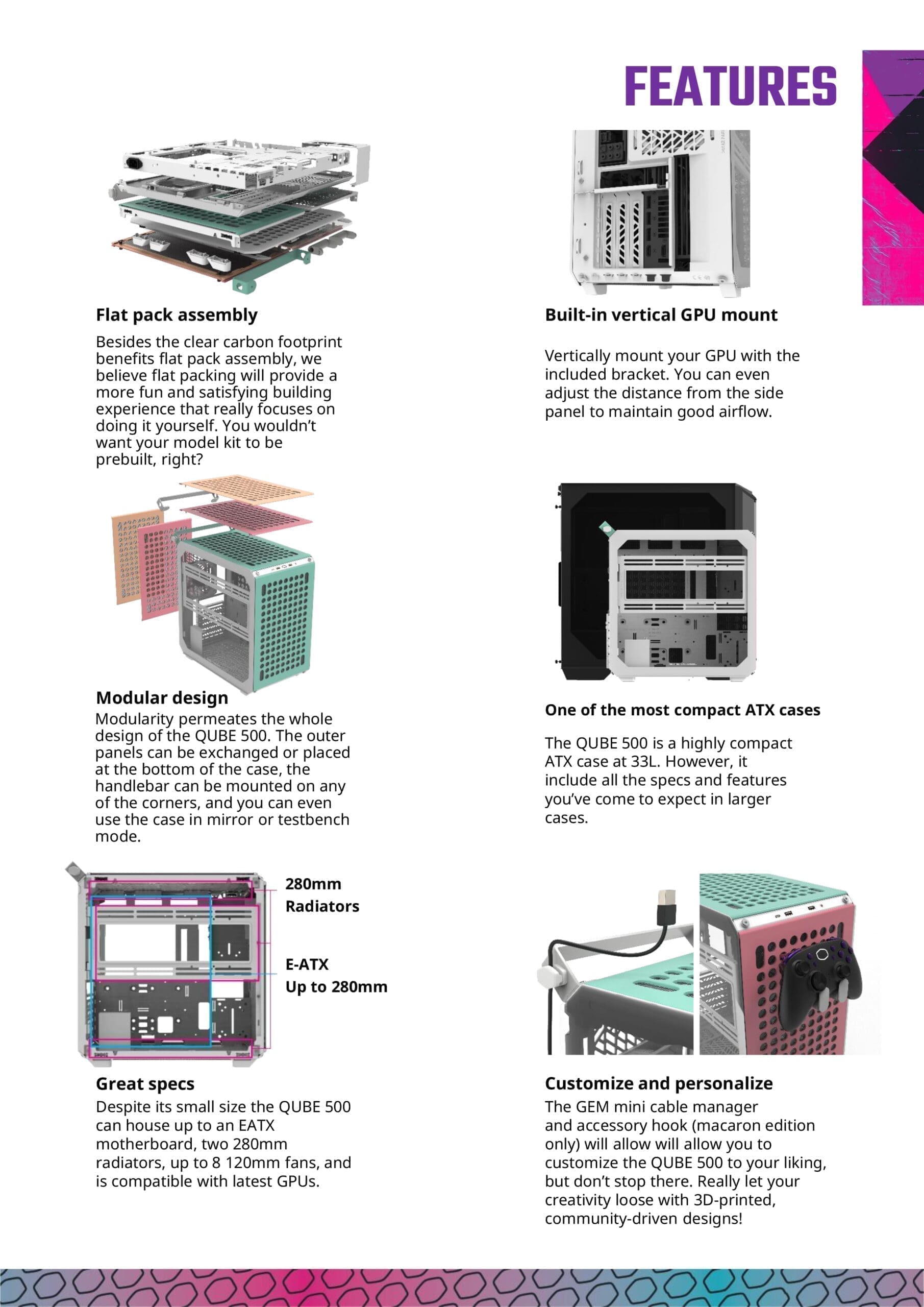 Cooler Master Qube 500 Flatpack Macaron Edition Mid Tower Case