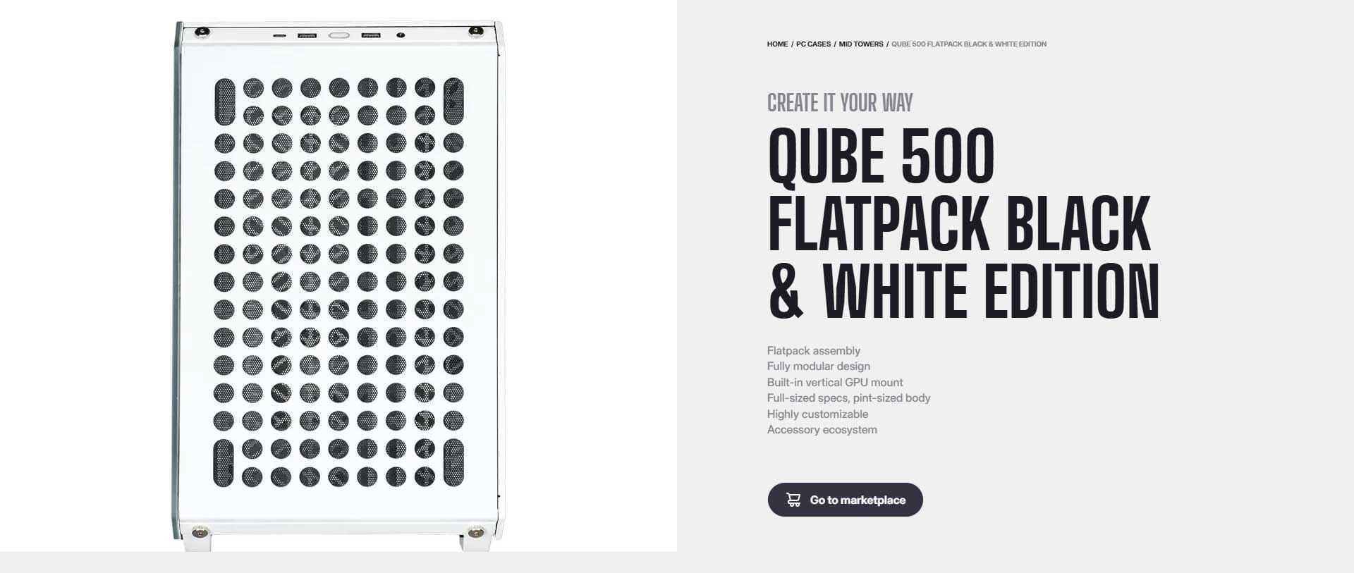 Cooler Master Qube 500 Flatpack White Mid Tower Case