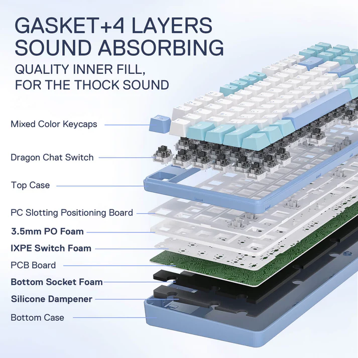 Redragon STAR BLADE K707 Gasket RGB Bluetooth Wireless Mechanical Gaming Keyboard