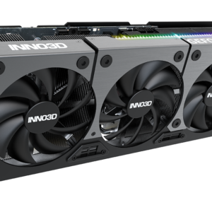 Official INNO3D GeForce RTX 4080 SUPER X3 OC triple-fan graphics card with illuminated top logo