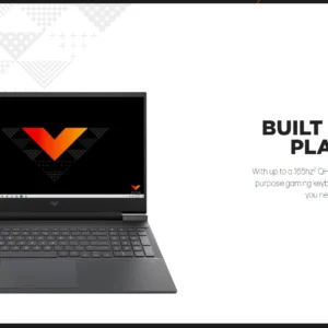 Additional view of the HP Victus 16 16-r1000 series gaming laptop in Performance Blue; check the listing for the exact hardware configuration.