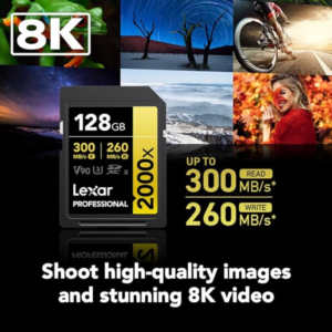 Lexar Professional 2000X 128GB memory card, view 2; listing title's SDHC format requires verification