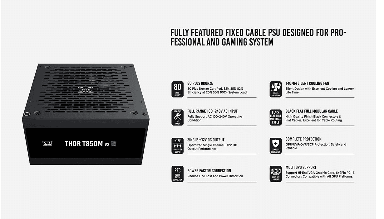 Xigmatek Thor T850M V2 850W 80+ Bronze Full Modular Power Supply