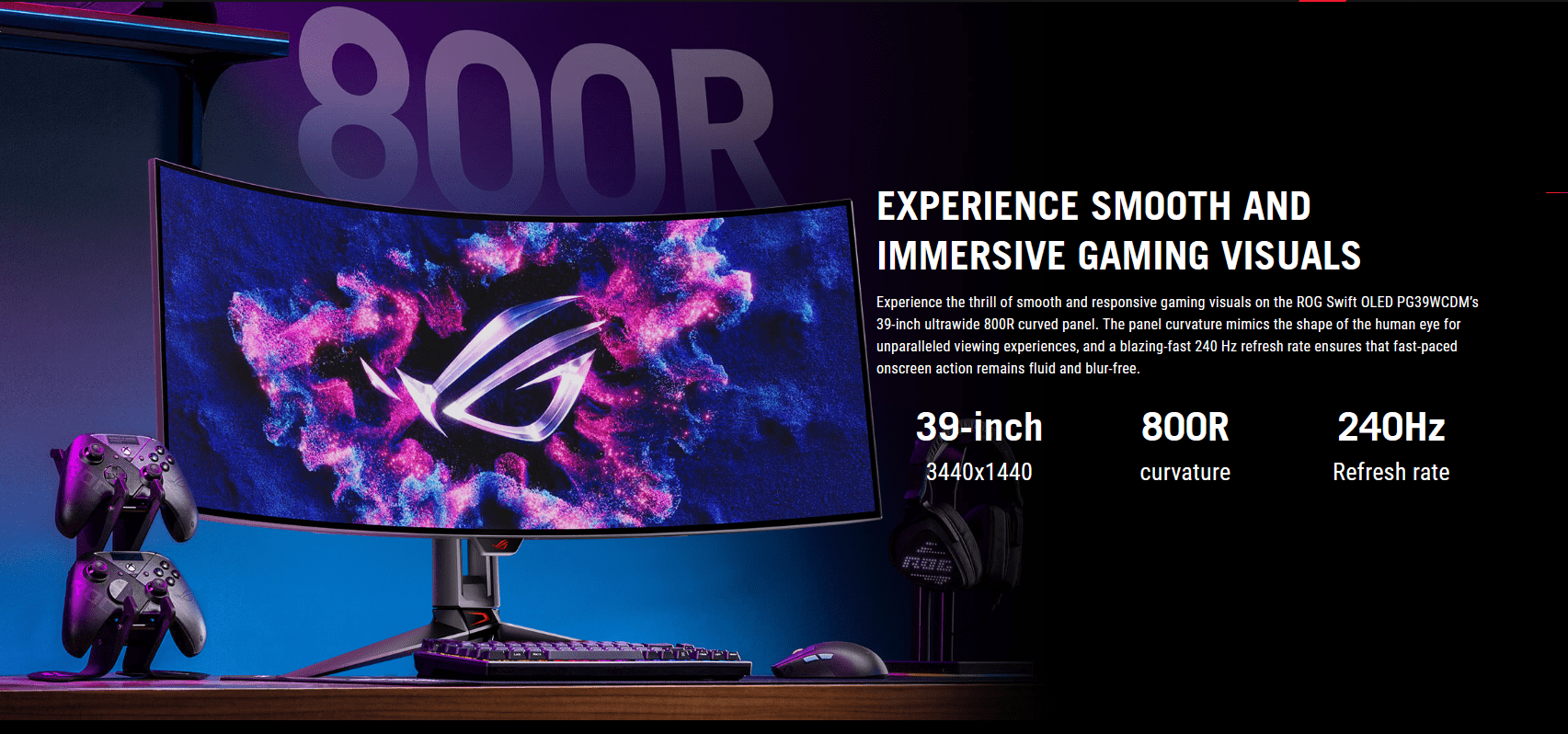 Asus ROG Swift PG39WCDM 39 Inch 240Hz 0.03ms 3440x1440 WOLED Gaming Monitor