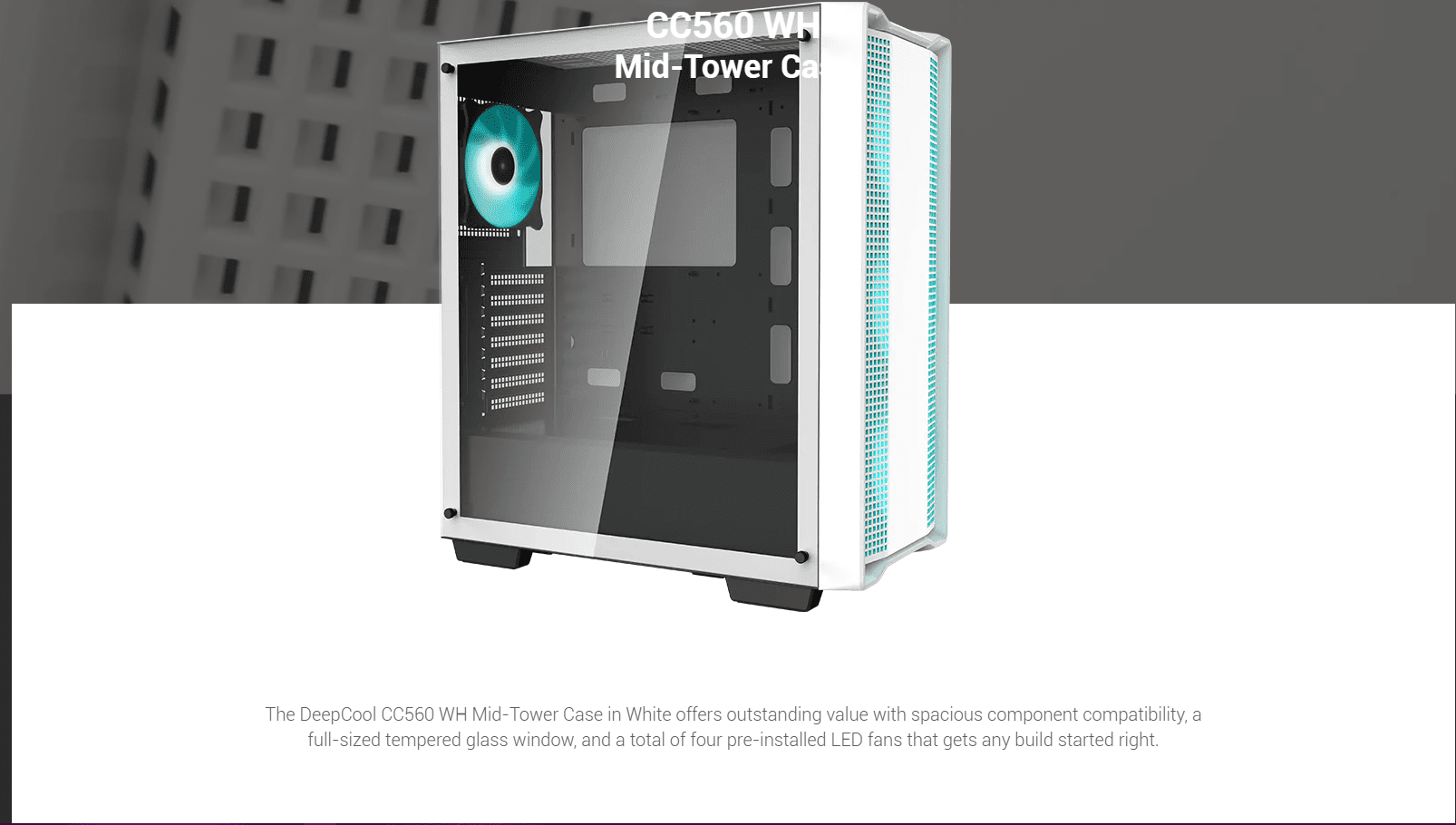 Deepcool CC560 White Mid Tower Case