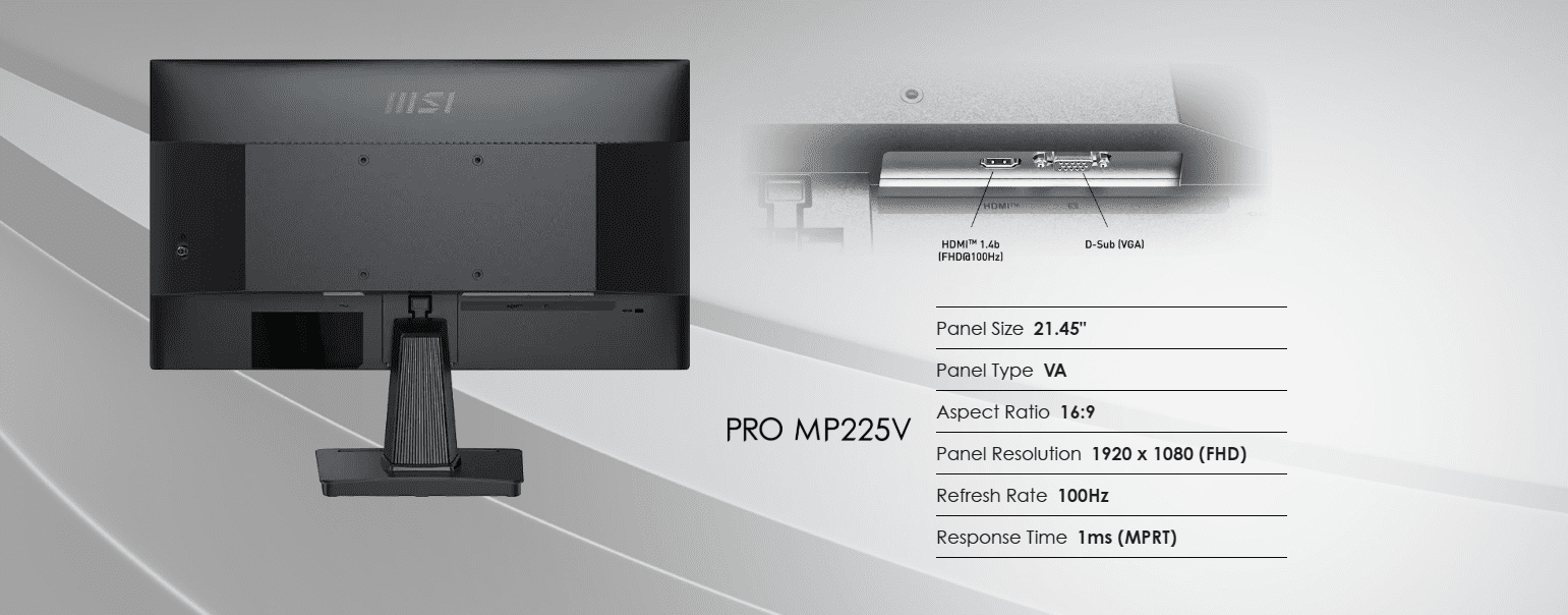 Msi Pro Mp225V 21 Inch 100Hz 1Ms FHD VA Monitor