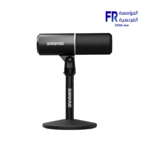 Shure MV6 black USB-C dynamic cardioid gaming microphone with desktop stand, view 2