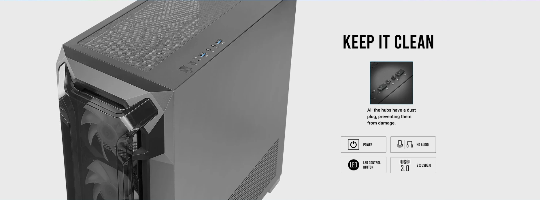 Antec DF600 FLUX dust filters for easy cleaning and maintenance