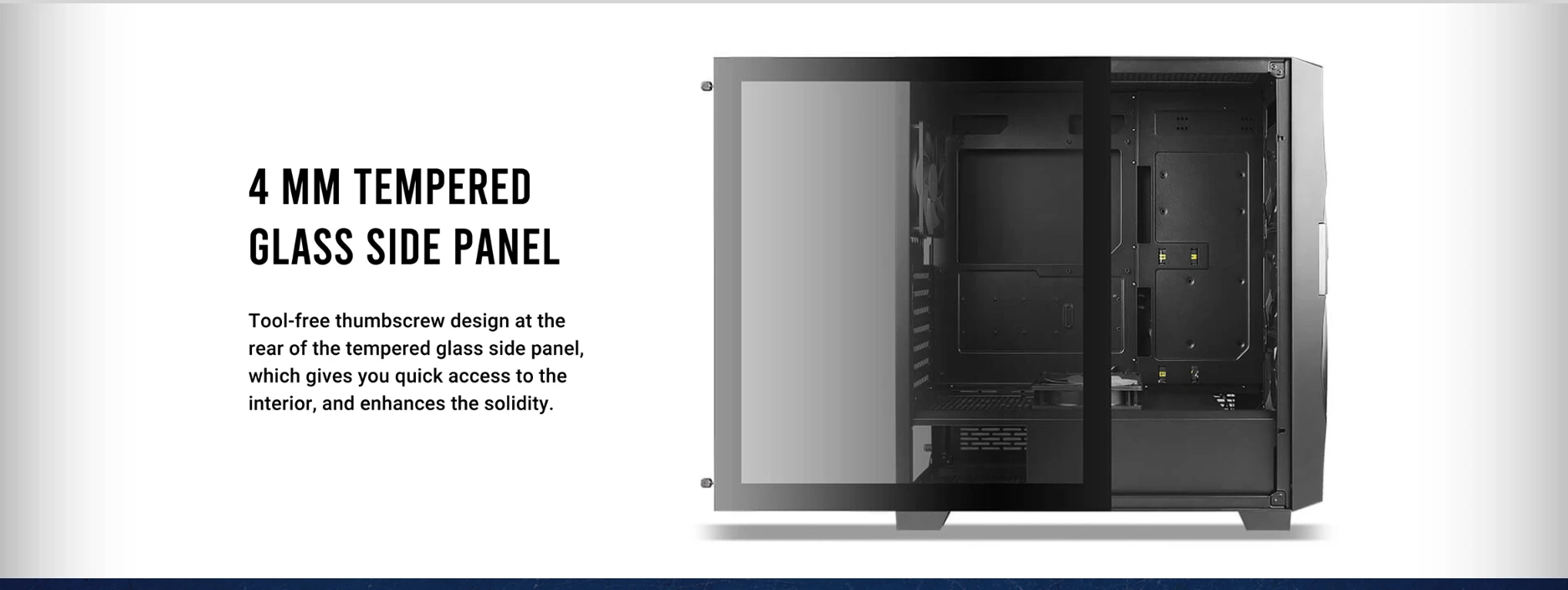 Antec DF700 FLUX 405mm GPU support and 4mm tempered glass side panel with tool-free thumbscrew