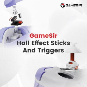 Official GameSir infographic illustrating Hall Effect sticks and triggers used in the X2s Type-C