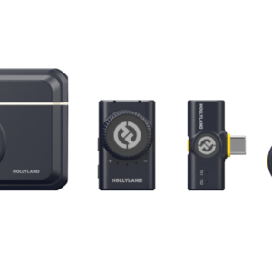 Official Hollyland LARK M2 black Mini Combo image; receiver and accessory configuration must match the selected kit