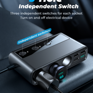 Joyroom JR-CL06 car adapter voltage display and independent switches