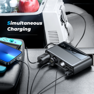 Joyroom JR-CL06 car adapter powering multiple devices
