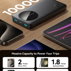 Joyroom JR-PBF12 10000mAh power bank with LED indicators and USB-A and USB-C ports; verify colour variant on supplied unit
