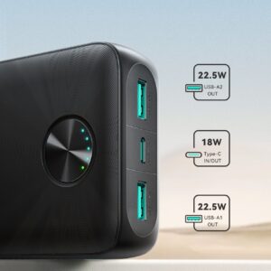 Joyroom JR-PBF16 power bank with USB-A and USB-C output ratings shown in official product artwork