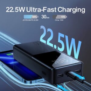 Joyroom JR-QP192 black 20000mAh power bank with digital battery display and USB ports
