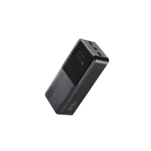 Black Joyroom JR-QP193 30000mAh power bank with digital battery display and triple output ports