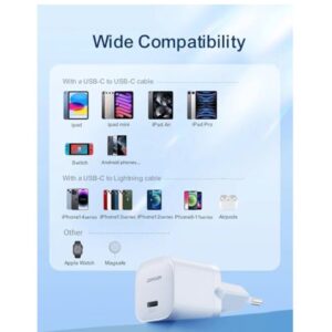 Joyroom JR-TCF02EU 20W mini charger product image showing charging features