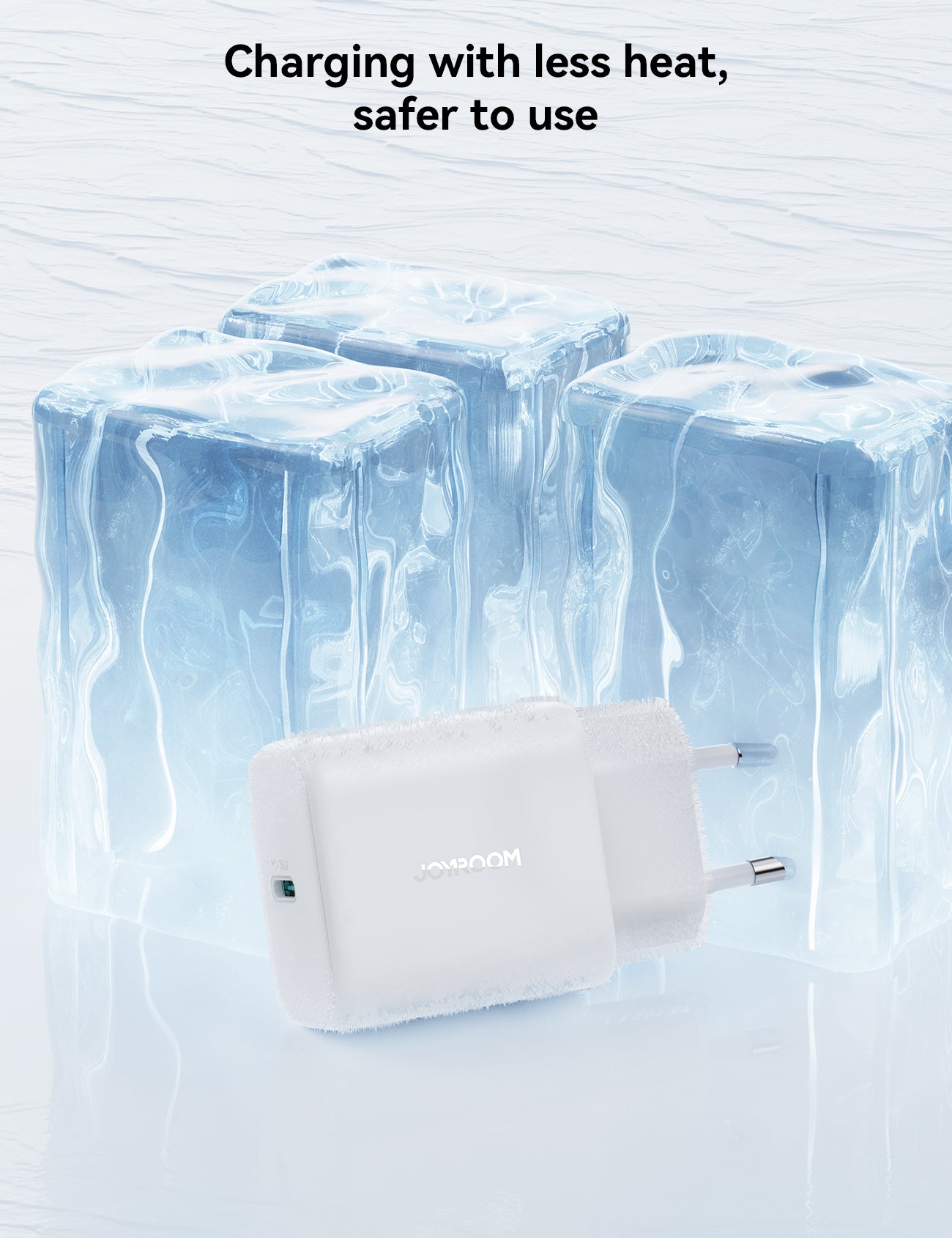 Official Joyroom JR-TCF24 30W white USB-C charger with safety protection feature graphic