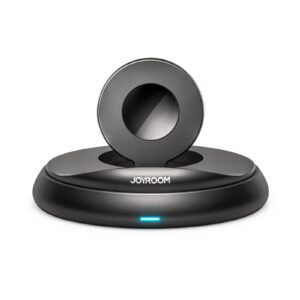 Front view of the Joyroom JR-W12 black wireless watch charger with status indicator