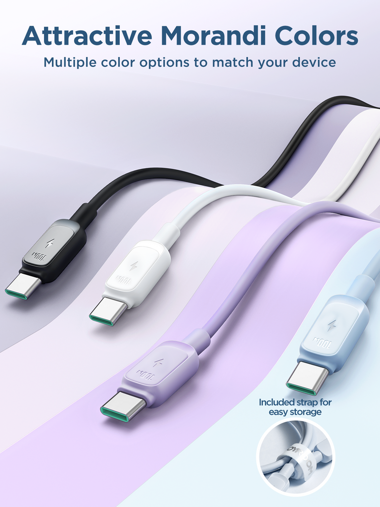 JOYROOM S-CL020A14 USB-C to Lightning cable family, 1.2m listing, showing the Lightning and USB-C connector ends with color options.