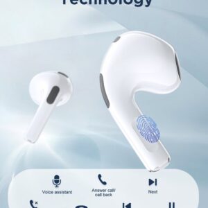 Additional view of the white Joyroom JR-T03S Plus wireless earbuds