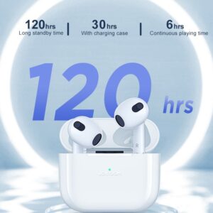 Joyroom JR-T03S Plus white wireless earbuds displayed with charging case