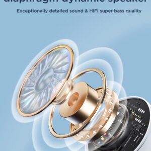 Joyroom JR-T03S Plus white wireless earbuds product feature view