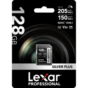 Lexar Professional Silver Plus 128GB full-size SDXC UHS-I memory card