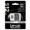Lexar Professional Silver Plus 512GB microSDXC UHS-I card with SD adapter
