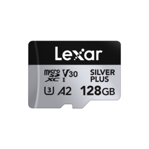 Lexar Professional Silver Plus 128GB microSDXC UHS-I memory card with V30 and A2 ratings