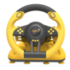 PXN V3 Pro yellow and black racing steering wheel, front view with control buttons