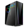 Redragon Tailgate GC-702 black mid-tower gaming PC case with tempered glass panels and RGB lighting