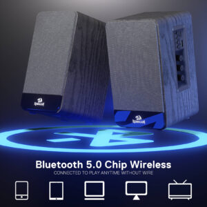 Redragon GS813 Mouthpiece speakers with Bluetooth 5.0 connection graphic and compatible device icons
