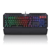 Redragon K555 Indrah full-size black mechanical gaming keyboard with multicolor RGB backlighting and detachable wrist rest