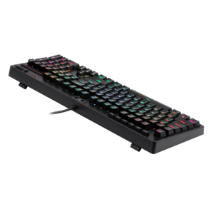 Alternate angle of the Redragon K579 Manyu keyboard showing its chassis and RGB backlighting